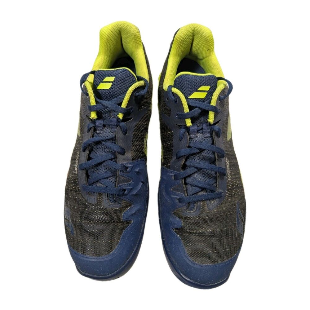 Babolat Jet Mach 2 Navy & Lime Green All Court Shoes Size 12 Excellent Condition - Picture 3 of 12